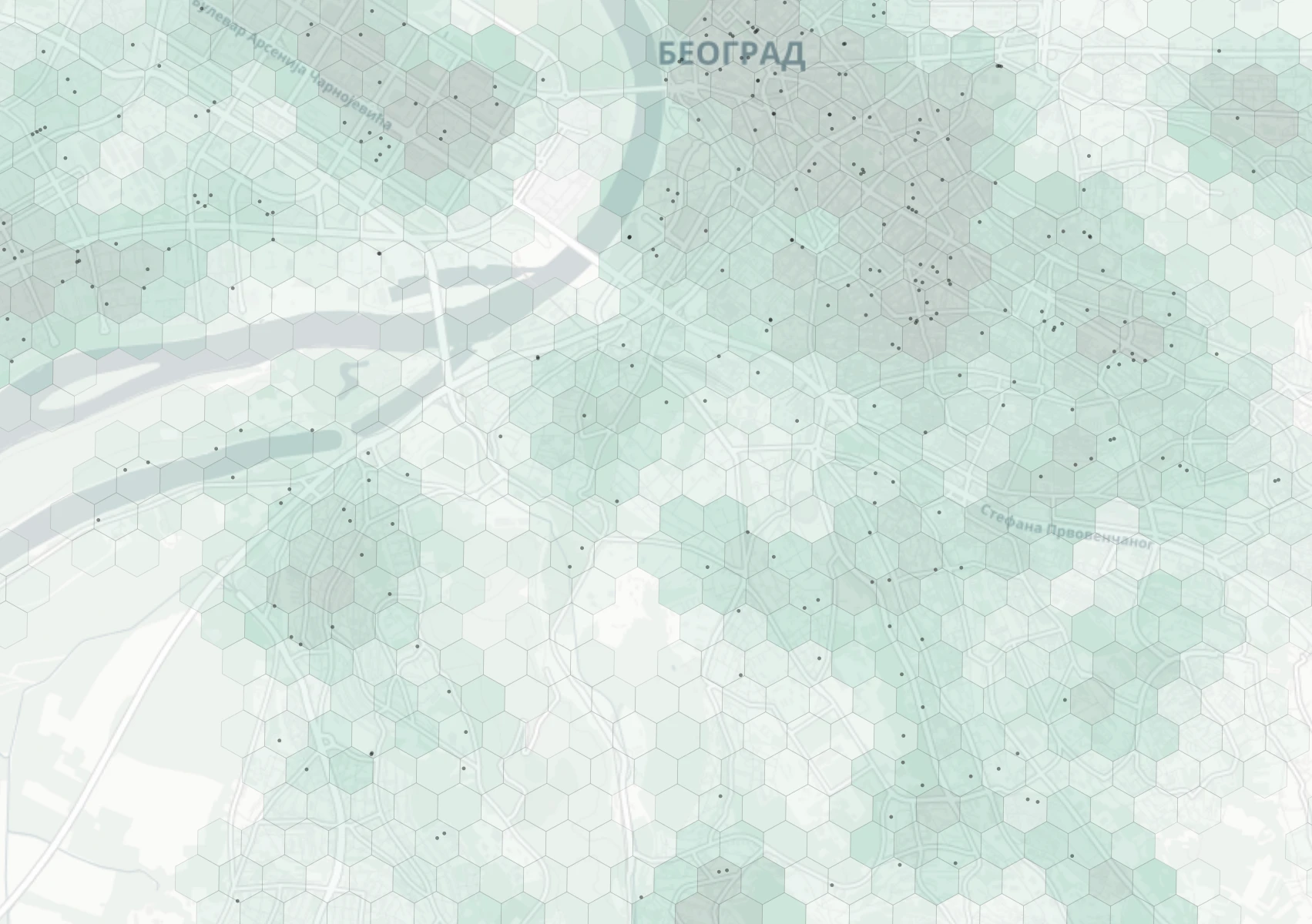 Belgrade Family heatmap -- neighborhood scores