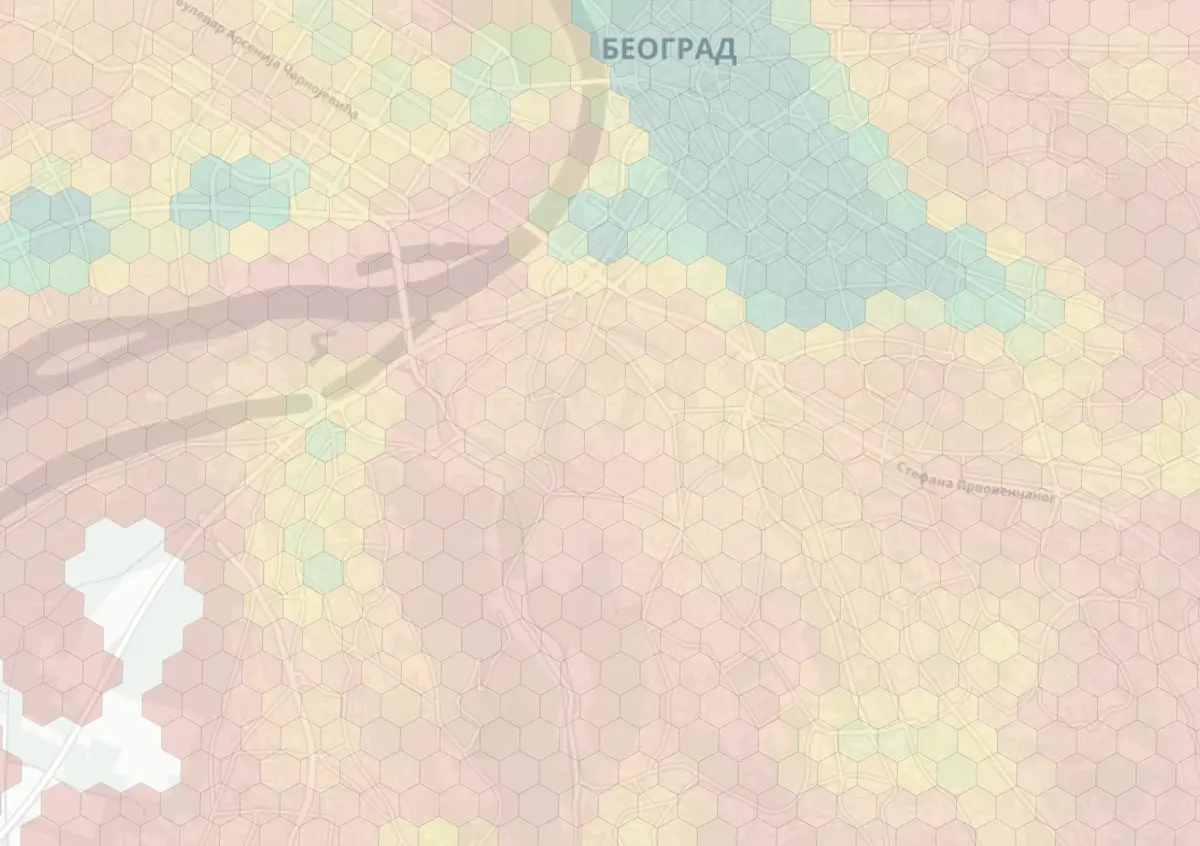 Belgrade neighborhood livability heatmap