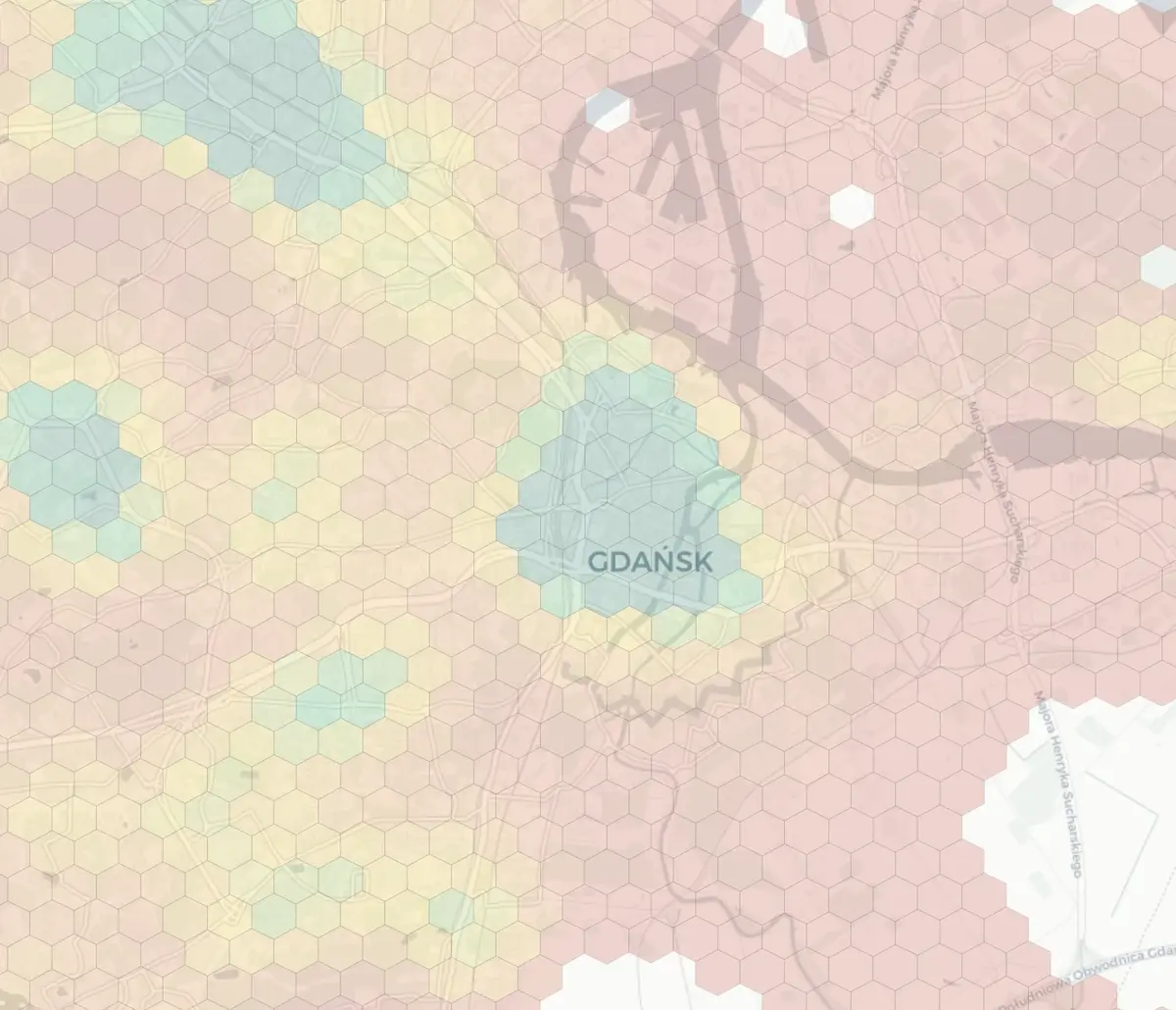 Gdansk neighborhood livability heatmap