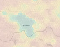 Krakow neighborhood heatmap