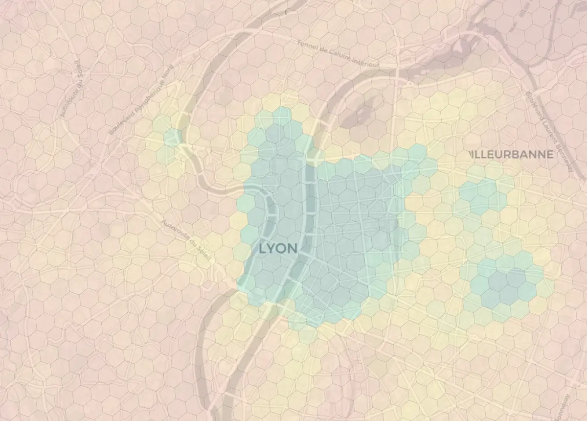 Lyon neighborhood livability heatmap