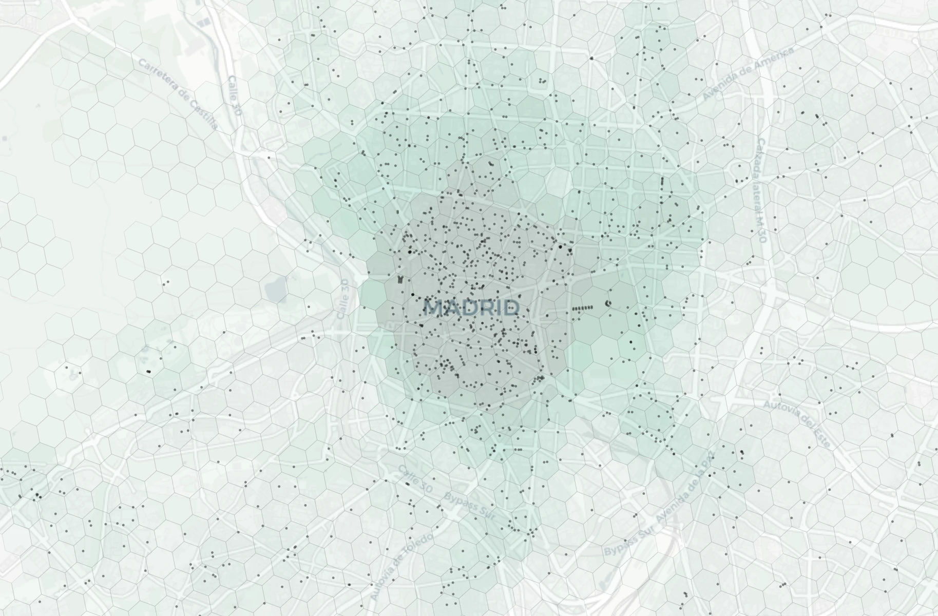 Madrid Cafes & Culture heatmap -- neighborhood scores