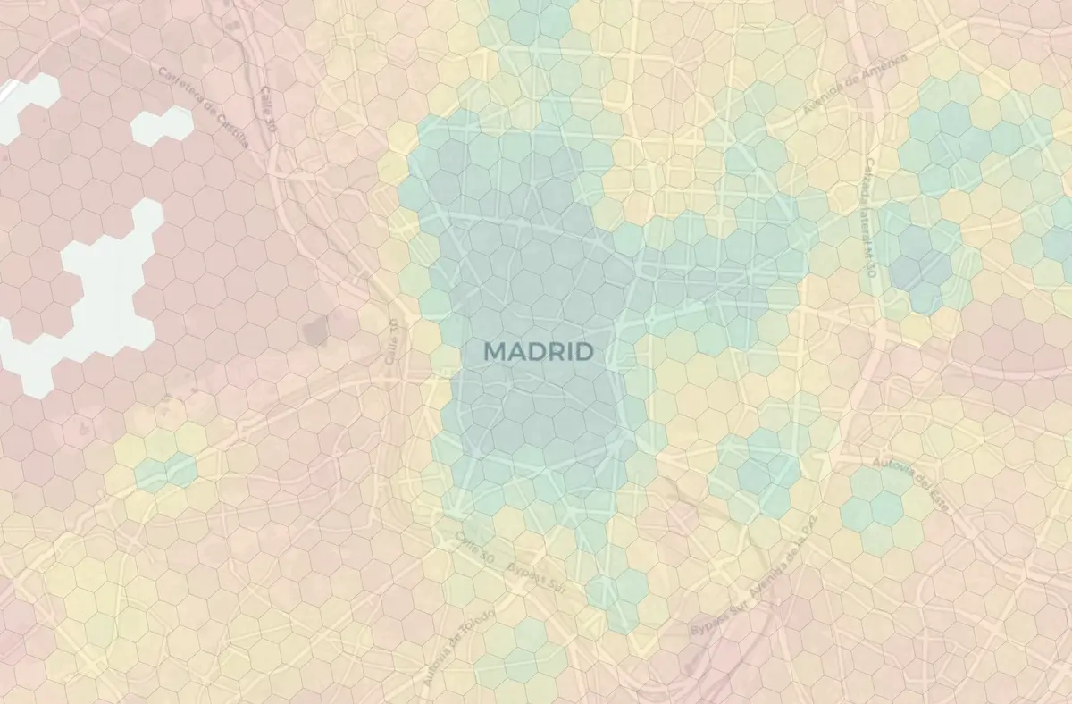 Madrid neighborhood livability heatmap
