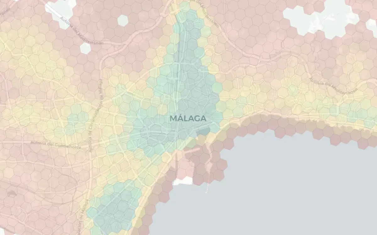 Malaga neighborhood livability heatmap