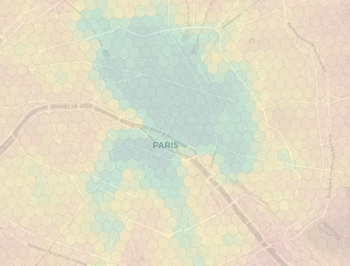 Paris neighborhood livability heatmap