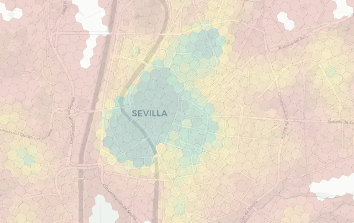 Seville neighborhood livability heatmap