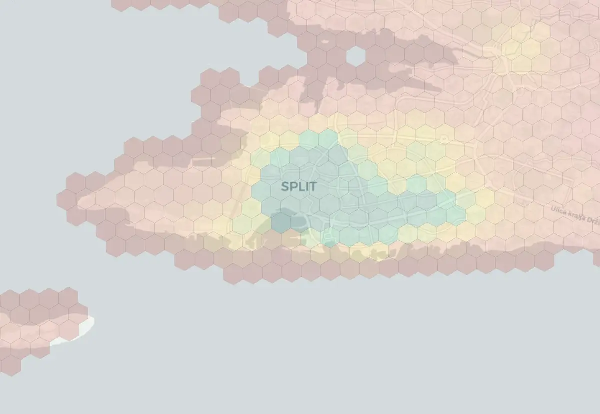 Split neighborhood livability heatmap