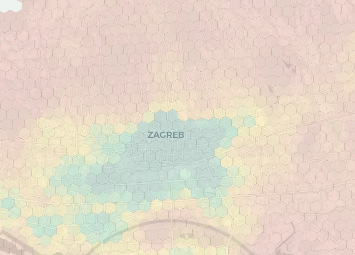 Zagreb neighborhood livability heatmap